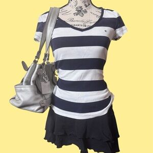 Tommy Hilfiger Navy and White Striped Tee